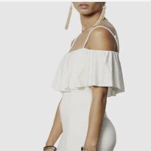 Tart “Alessandra” Ivory Ruffled Cold Shoulder Mini Dress – Size S – NWT